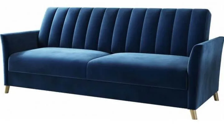 Aranżacja wnętrz z granatową kanapą