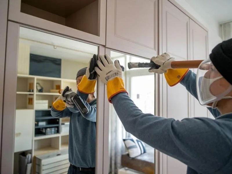 Demontaż lustra z płytek